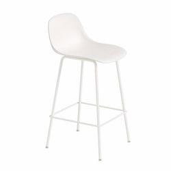 Fiber Stool with Backrest, tube base, 65cm, Natural White/White