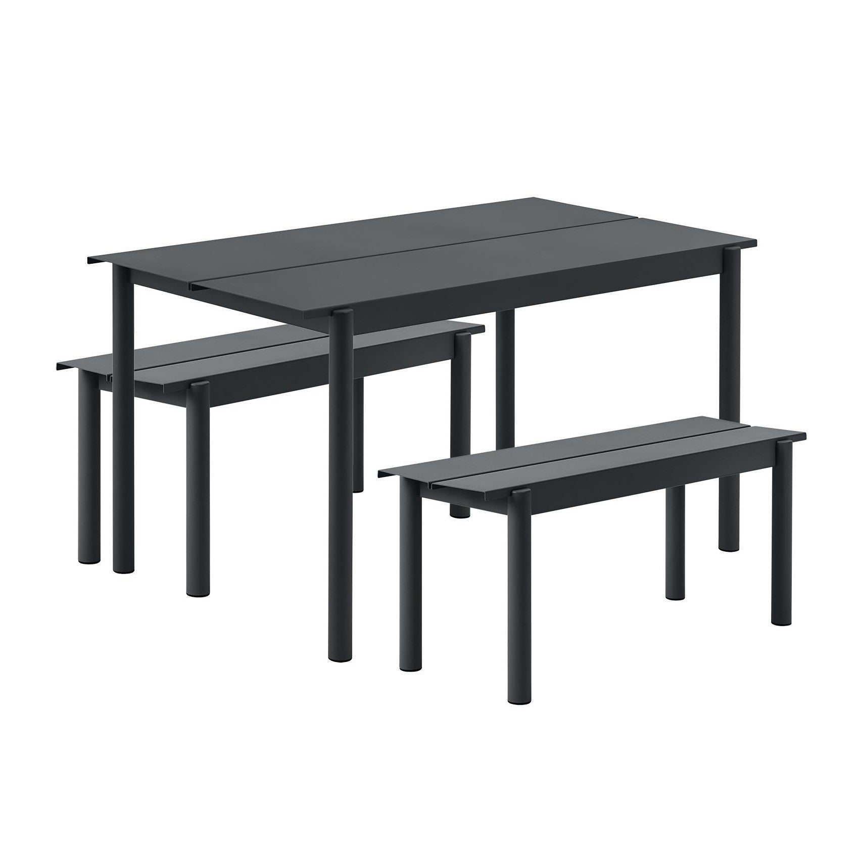 Linear Steel Bench, Black 110cm