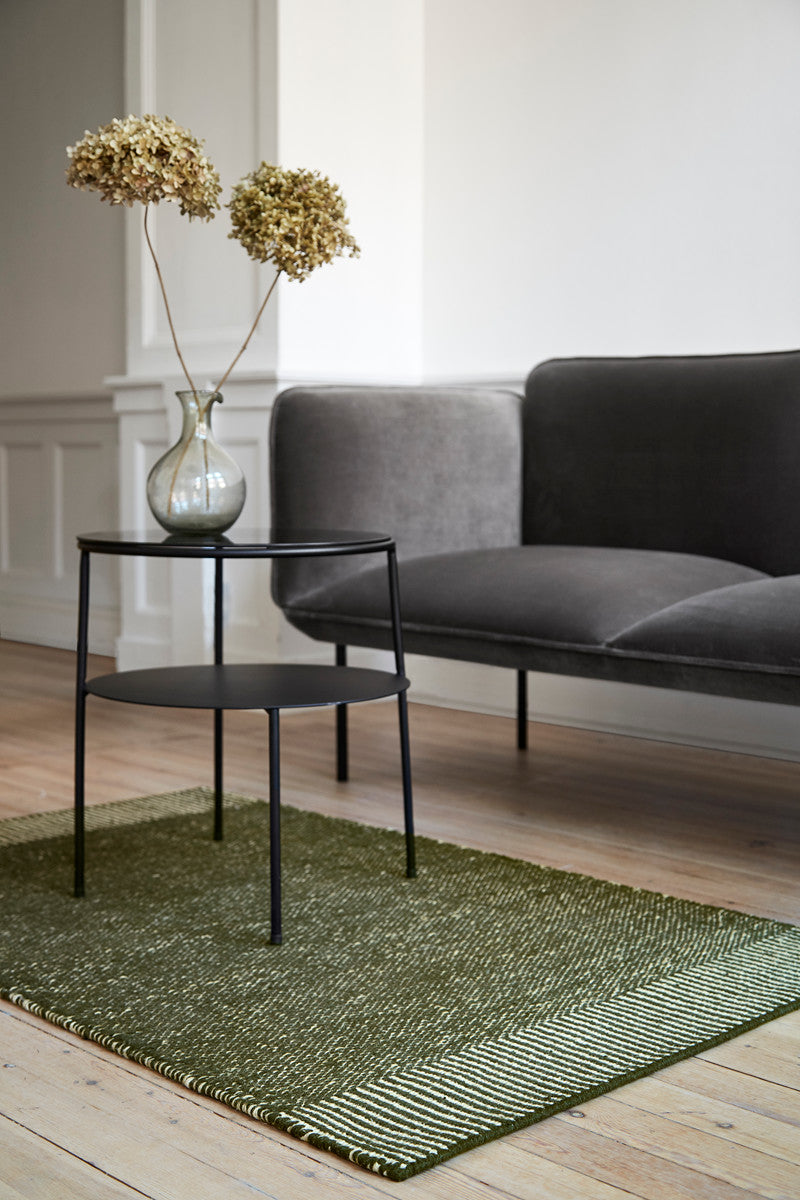 Duo Side Table, Black Painted Metal, Dark Smoked Glass Top