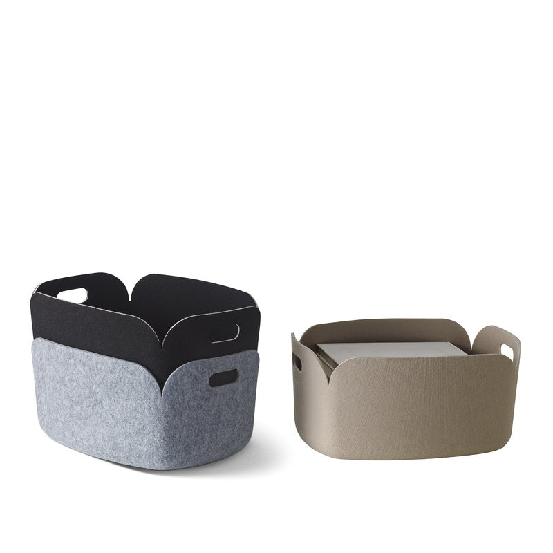 Restore Felt Storage Basket, Black Melange