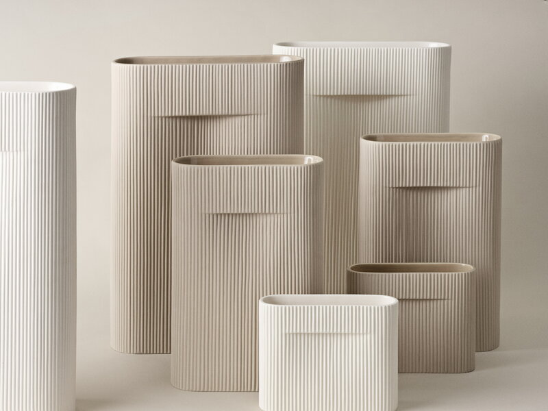 Ridge Vase, Off-White, 14"