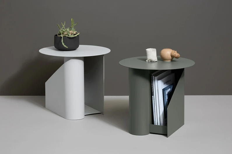 Sentrum Side Table, Warm Grey painted metal