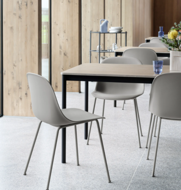 Fiber Side Chair, Ochre Seat/Black Tube base