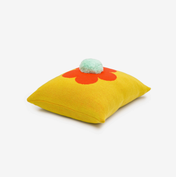 Flower Pom Pillow, Melon