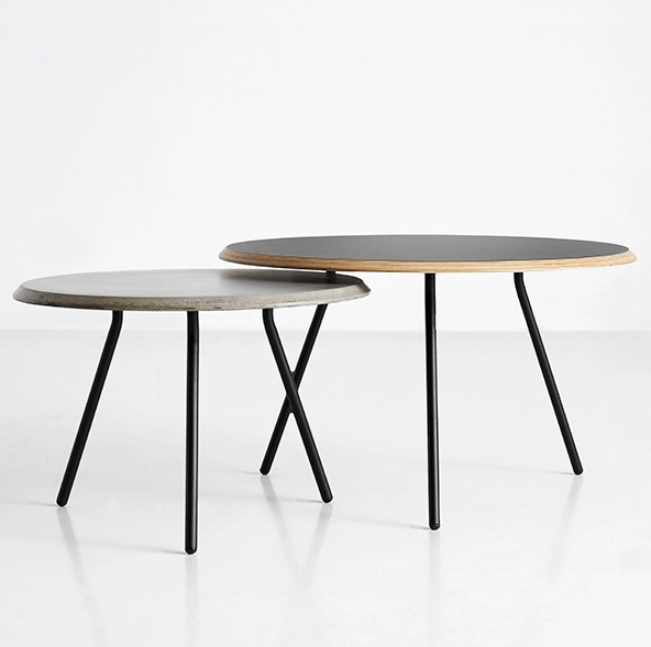 Soround Coffee Table, Black Top/Wood edge, 75cm W x 40cm H