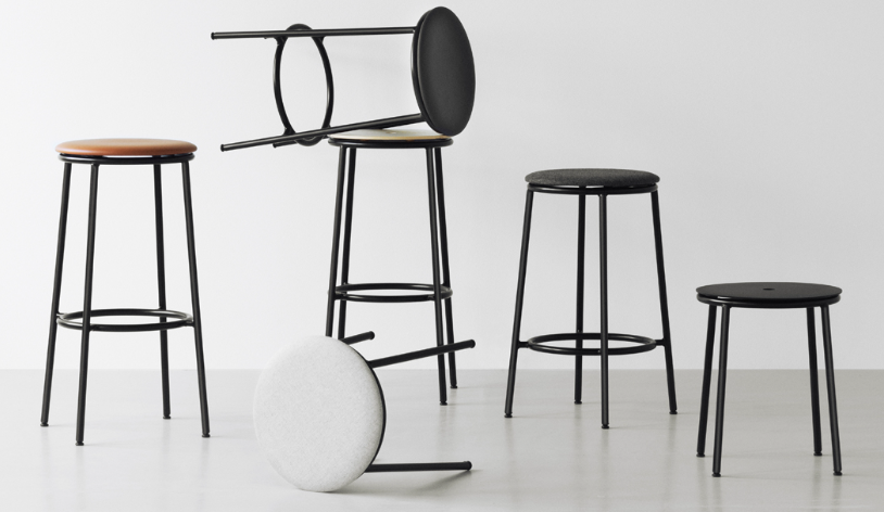 Circa Stool 45 cm Black Steel, Oak