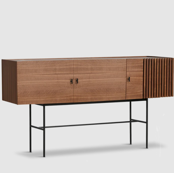 Array Sideboard (180 cm), Walnut Veneer With Black Painted Metal Legs