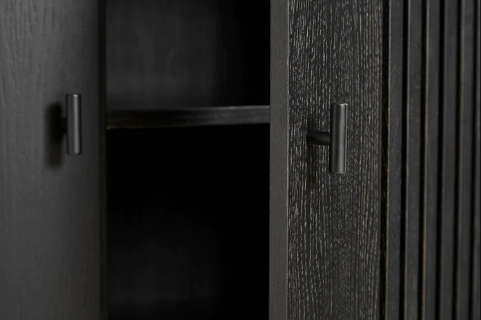 Array Highboard (80 cm), Black Painted Oak and Metal Legs