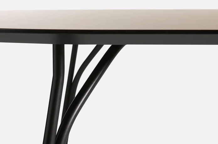 Tree Dining Table (120 cm), Beige Fenix Laminate Top and Black Painted Metal Legs