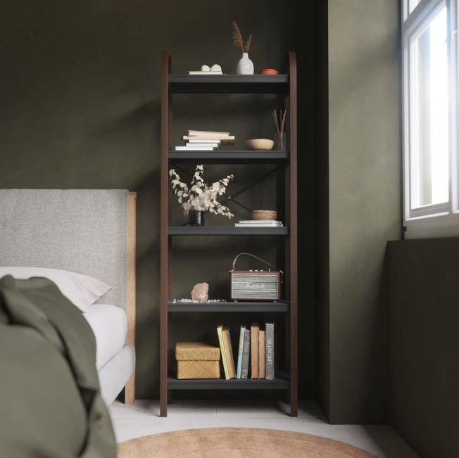 Bellwood Five Tier Shelf, Black/Walnut