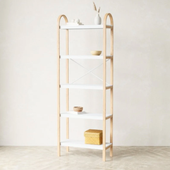 Bellwood Five-Tier Shelf, White/Oak