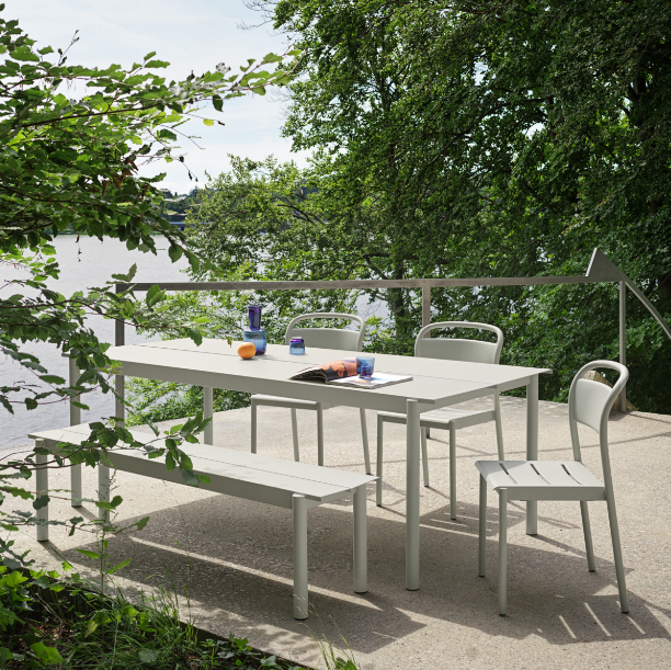Linear Steel Bench, Grey, 110cm