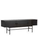 Array Low Sideboard (150 cm), Black Painted Oak with Black Painted Metal Legs