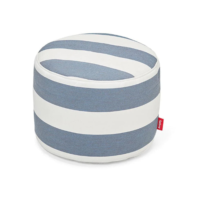 Point Outdoor Ottoman, Stripe Azur