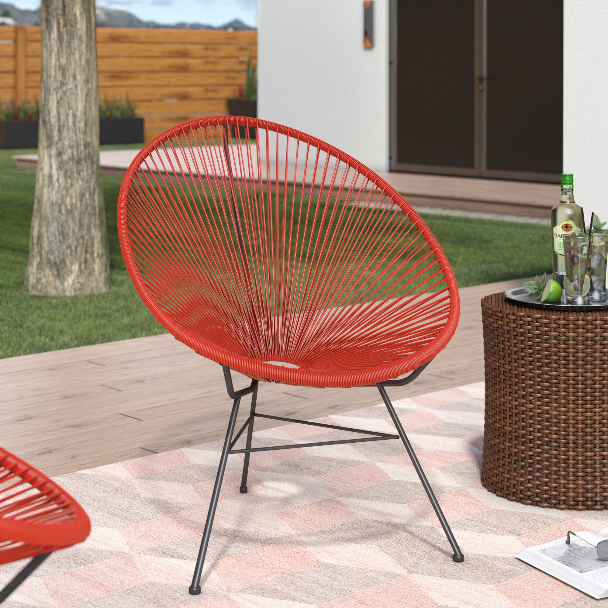 Acapulco Chair, Red Cord/ Black Frame