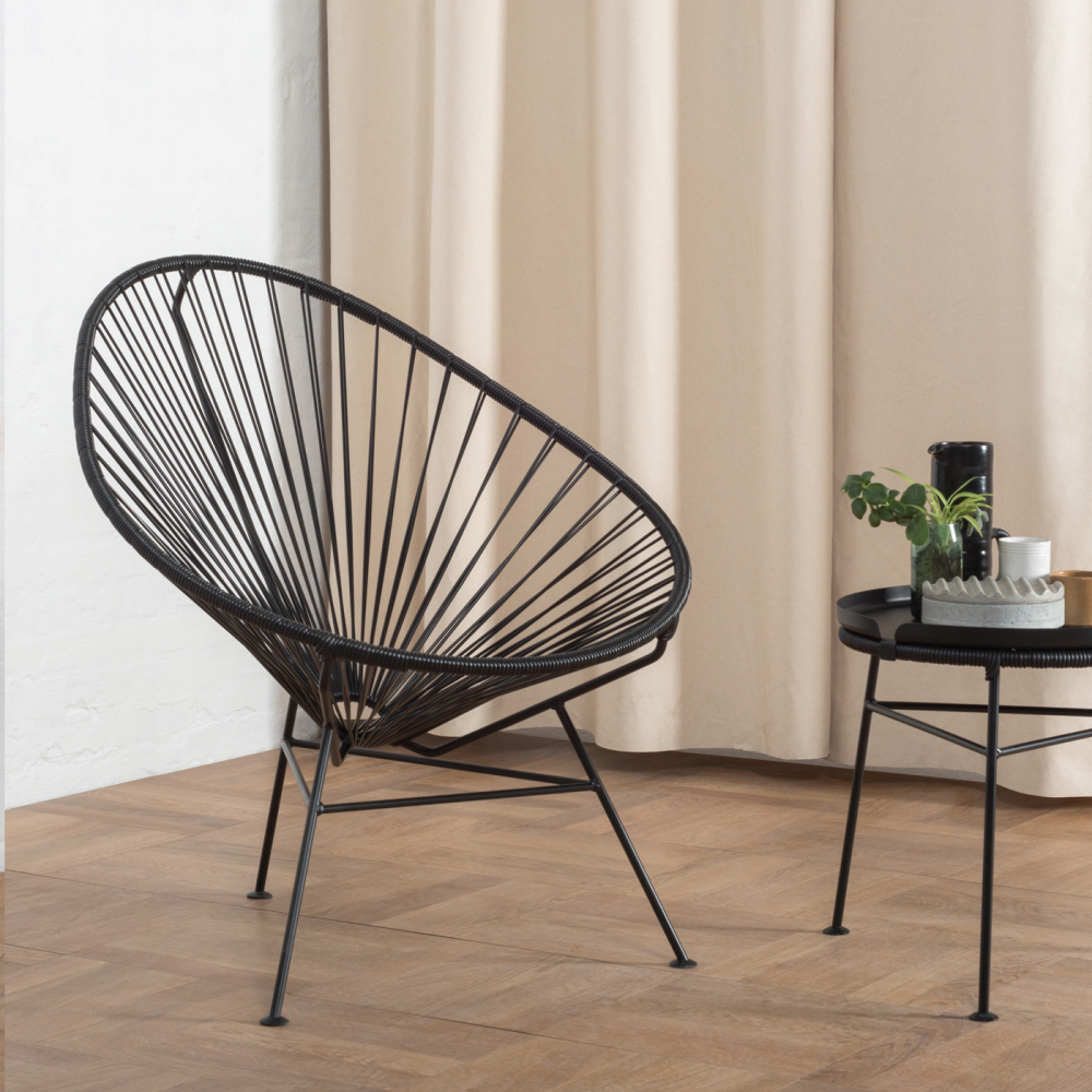 Acapulco Chair, Coral Pink Cord / White Frame