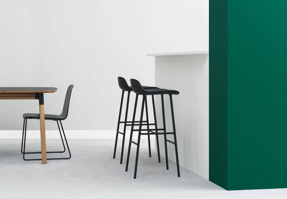 Form Stool 65cm Black/Black steel base