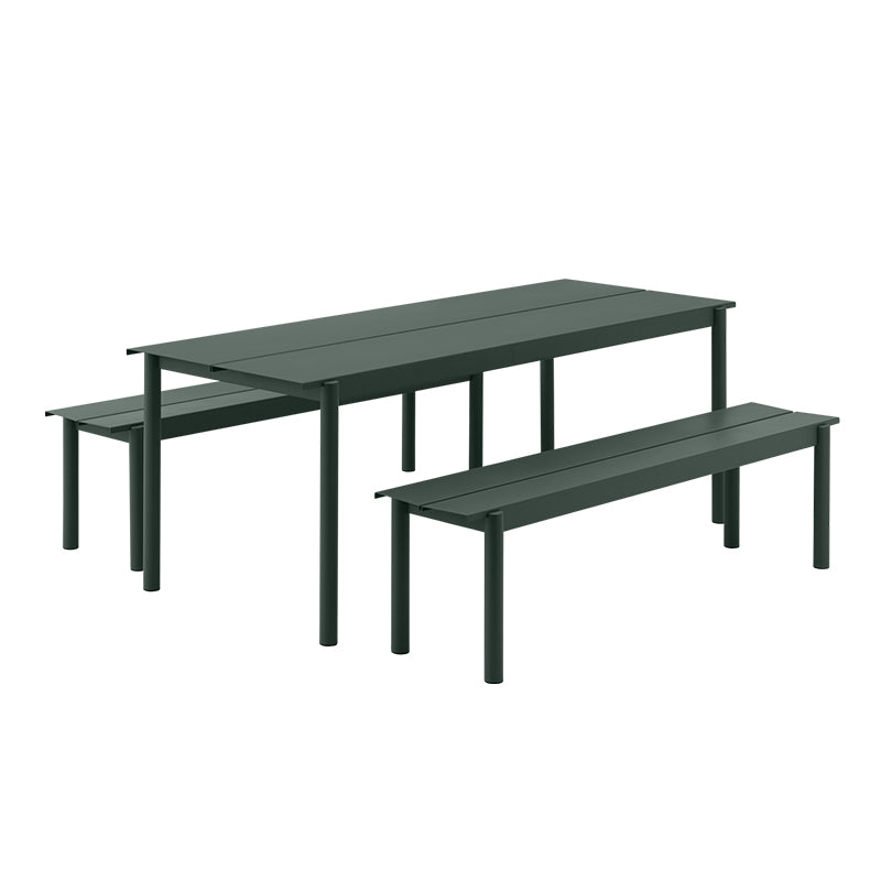 Linear Steel Bench, Dark Green 170cm