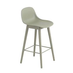 Fiber Stool 65 cm, With Backrest, Wood Base Dusty Green/Green