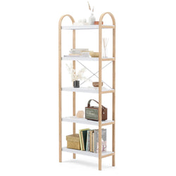 Bellwood Five-Tier Shelf, White/Oak