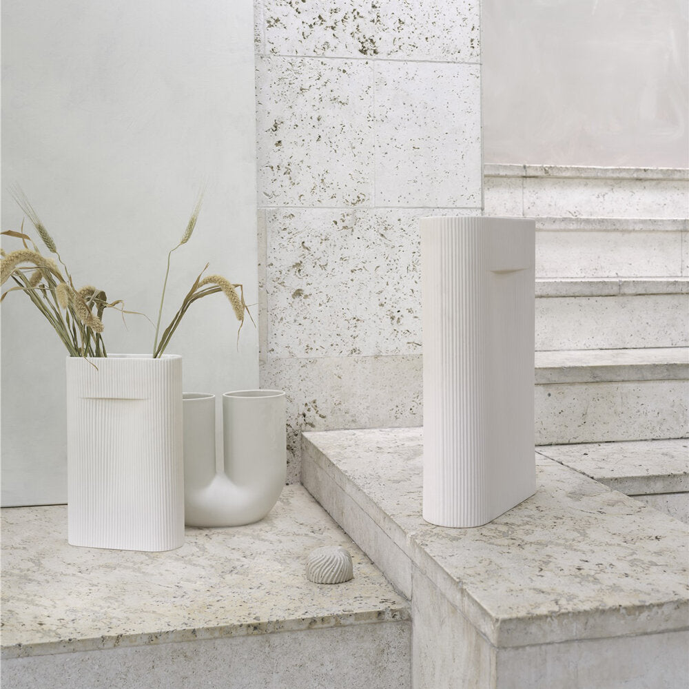 Ridge Vase, Off-White, 6.7"
