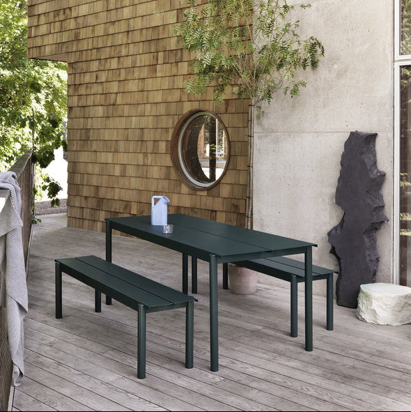 Linear Steel Bench, Dark Green 170cm