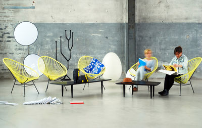 Acapulco Chair, Yellow Cord/White Base