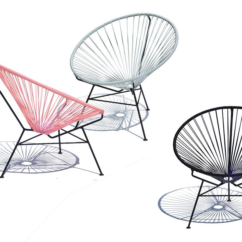 Condesa Chair, White Cord/Black Frame