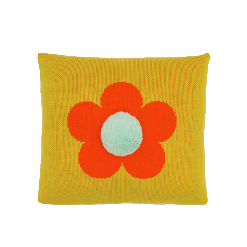 Flower Pom Pillow, Melon