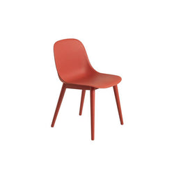 Fiber Side Chair, Wood Base, Dusty Red/ Red wood legs