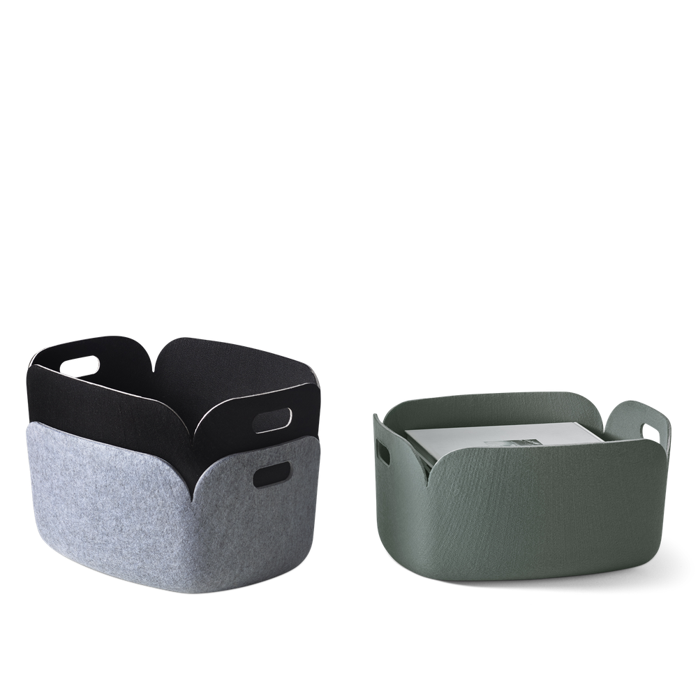 Restore Felt Storage Basket, Dark Green