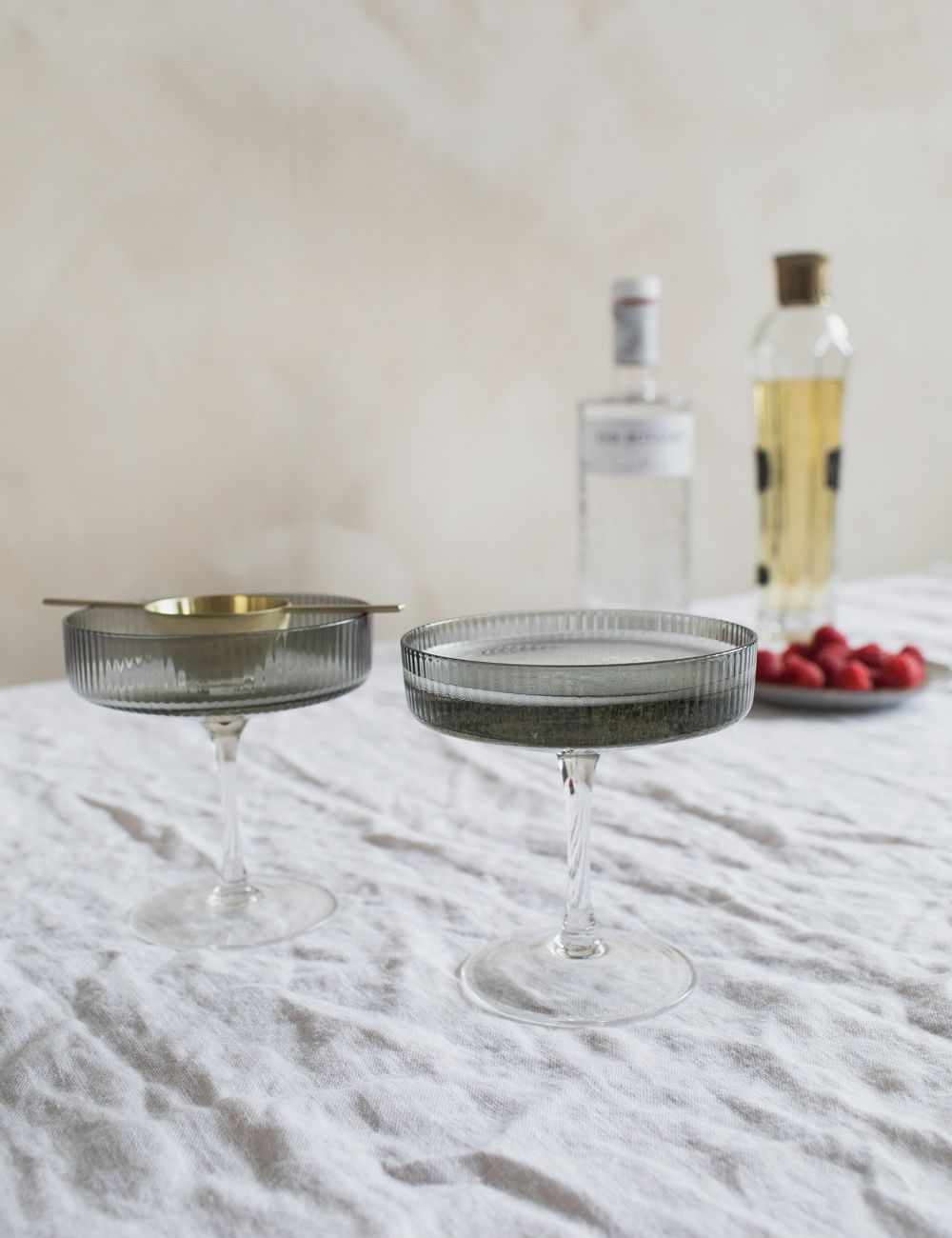 Ripple Champagne Saucer, Smoked, Set of 2