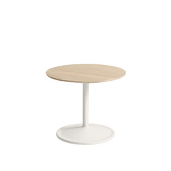 Soft Side Table, Low, White/Oak, 48 x 40 cm